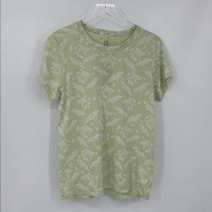 Rag & Bone All Over Summer Leaf tee shirt top blouse green knit white new Large